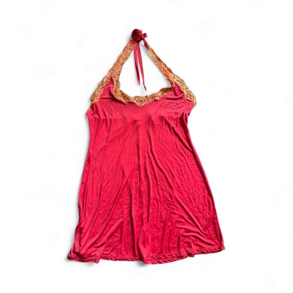 Victoria's Secret Red Chemise with Orange Lace Size Medium